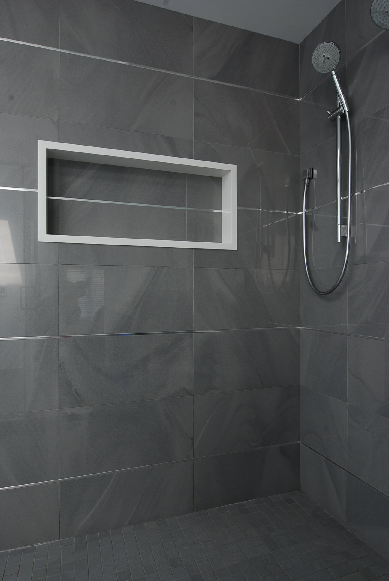 built in shower shelf