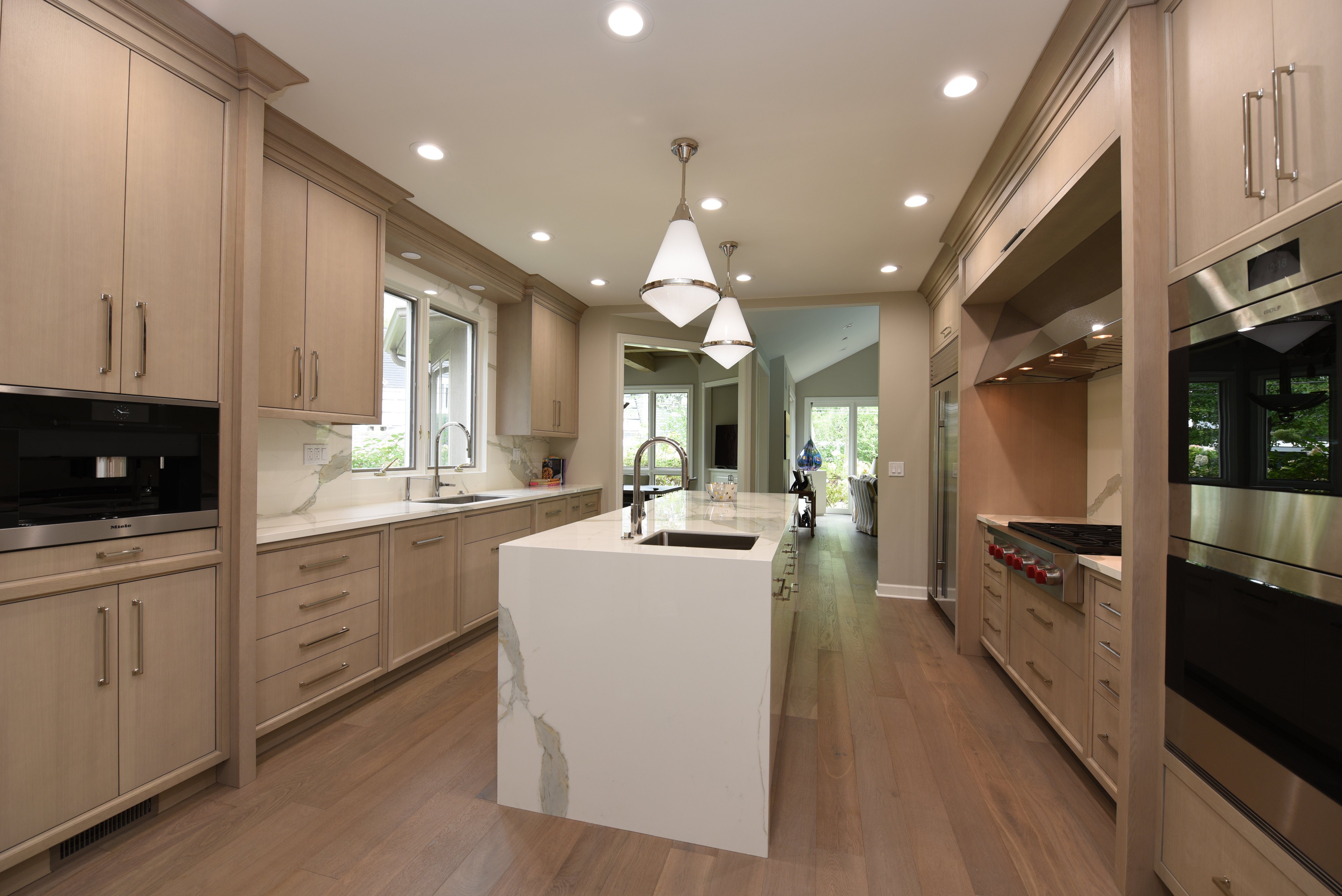 Porcelain waterfall countertop