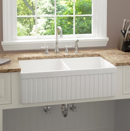 White Divided Farmhouse Sink